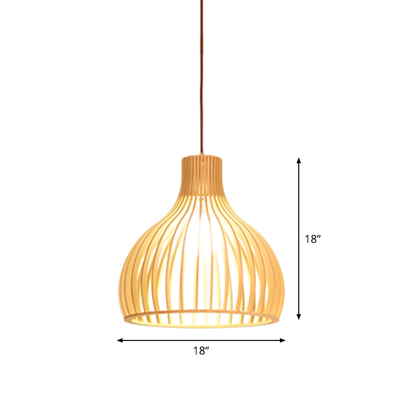Asiatisk Bamboe Hänglampa med Utrustad/Hemisphere/Lök Design 1 Ljus Beige Liten/Stor Hängande Lampor för Matplats