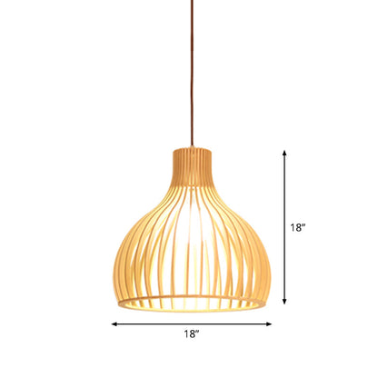 Asiatisk Bamboe Hänglampa med Utrustad/Hemisphere/Lök Design 1 Ljus Beige Liten/Stor Hängande Lampor för Matplats