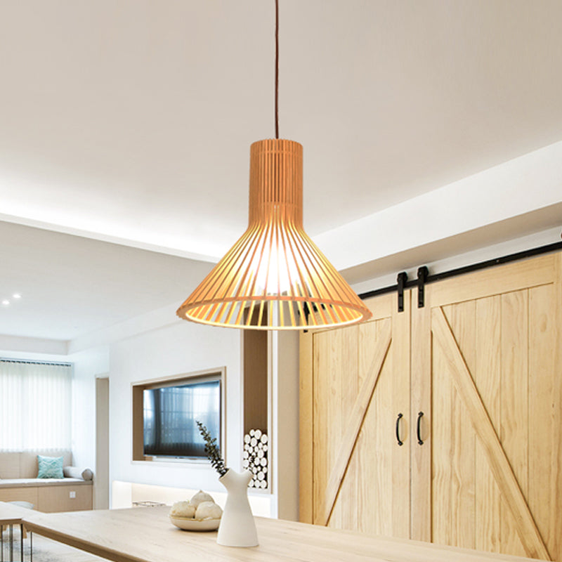 Asiatisk Bamboe Hänglampa med Utrustad/Hemisphere/Lök Design 1 Ljus Beige Liten/Stor Hängande Lampor för Matplats