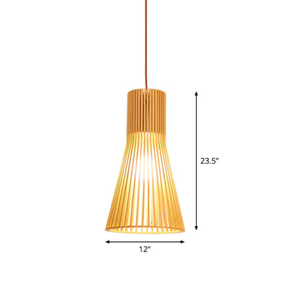 Asiatisk Bamboe Hänglampa med Utrustad/Hemisphere/Lök Design 1 Ljus Beige Liten/Stor Hängande Lampor för Matplats