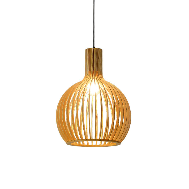 Asiatisk Bamboe Hänglampa med Utrustad/Hemisphere/Lök Design 1 Ljus Beige Liten/Stor Hängande Lampor för Matplats
