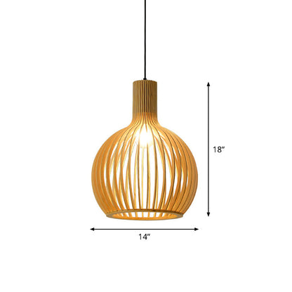 Asiatisk Bamboe Hänglampa med Utrustad/Hemisphere/Lök Design 1 Ljus Beige Liten/Stor Hängande Lampor för Matplats