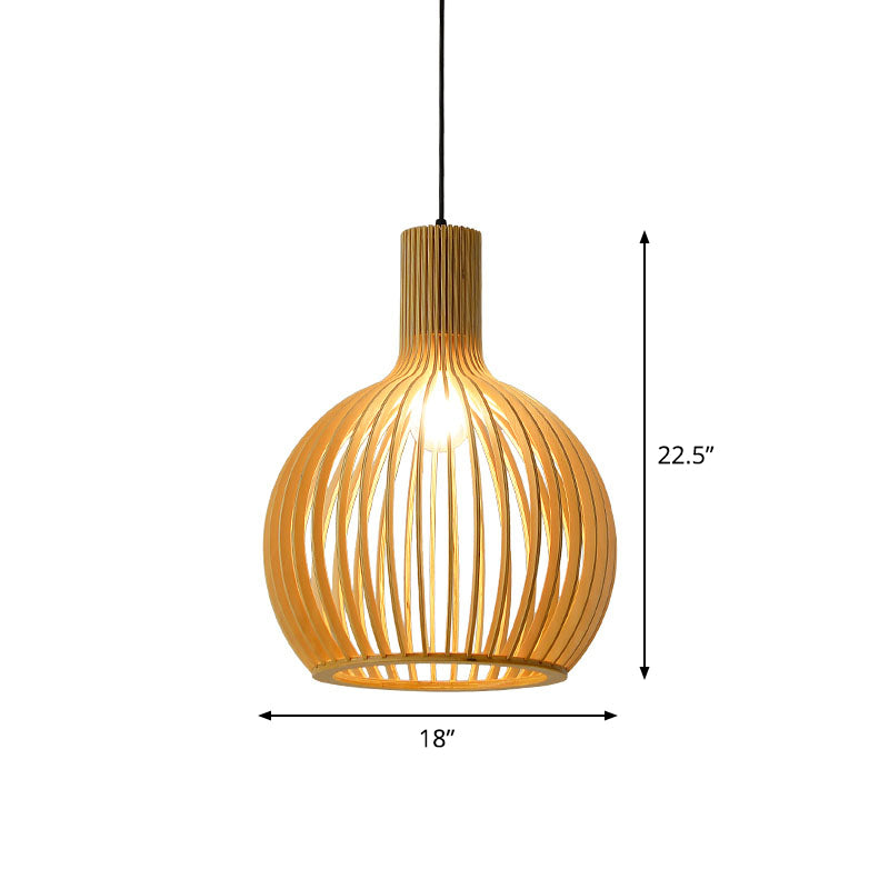 Asiatisk Bamboe Hänglampa med Utrustad/Hemisphere/Lök Design 1 Ljus Beige Liten/Stor Hängande Lampor för Matplats