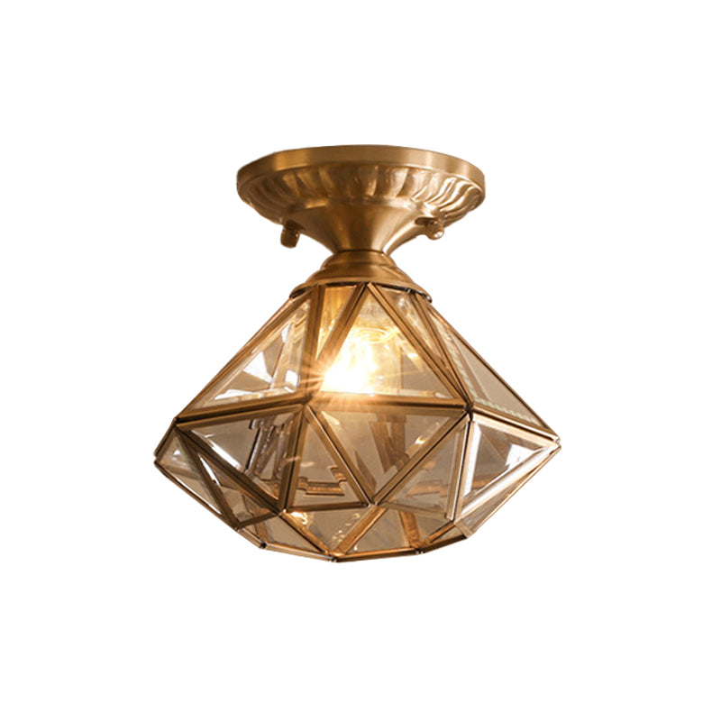 Stjärnformad Mässings Taklampa - Traditionellt Transparent Glas