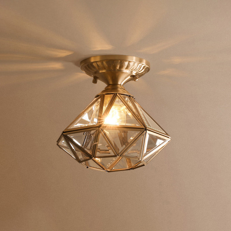 Stjärnformad Mässings Taklampa - Traditionellt Transparent Glas
