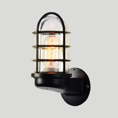 Carvallo - Industriell burvägglampa med genomskinlig glasarmatur