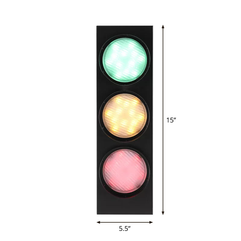 TrafficLight - Modern vägglampa i trafikljusform med 3 ljus i svart för korridor