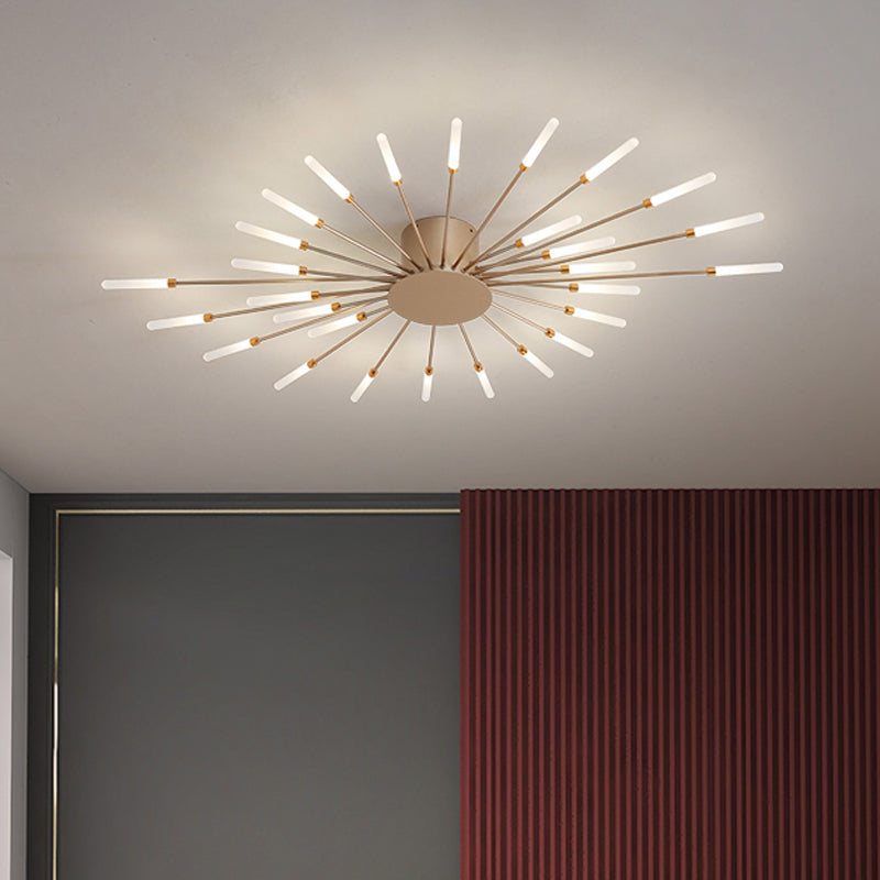 Modern taklampa i svart/guld burst - 12/18/28 LED-lampor semi flush montering för sovrum