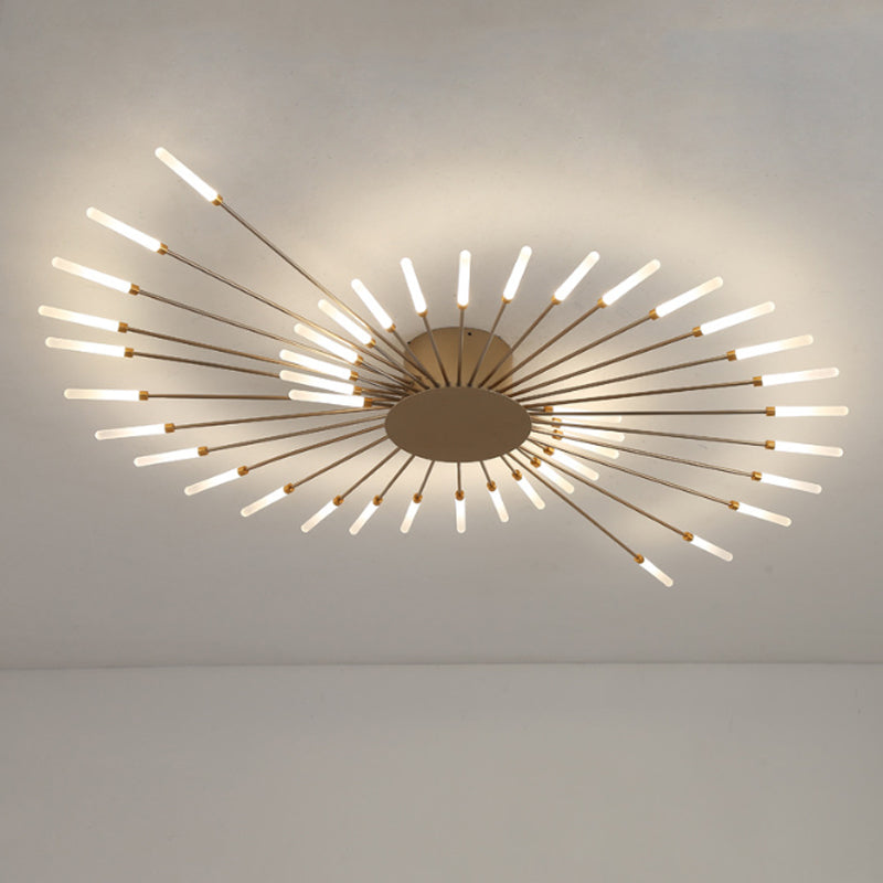 Modern taklampa i svart/guld burst - 12/18/28 LED-lampor semi flush montering för sovrum
