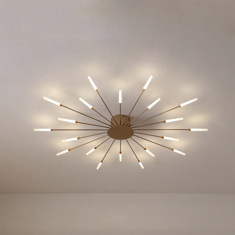 Modern taklampa i svart/guld burst - 12/18/28 LED-lampor semi flush montering för sovrum
