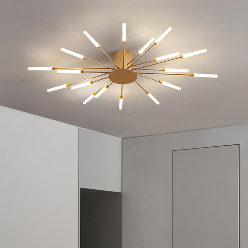 Modern taklampa i svart/guld burst - 12/18/28 LED-lampor semi flush montering för sovrum