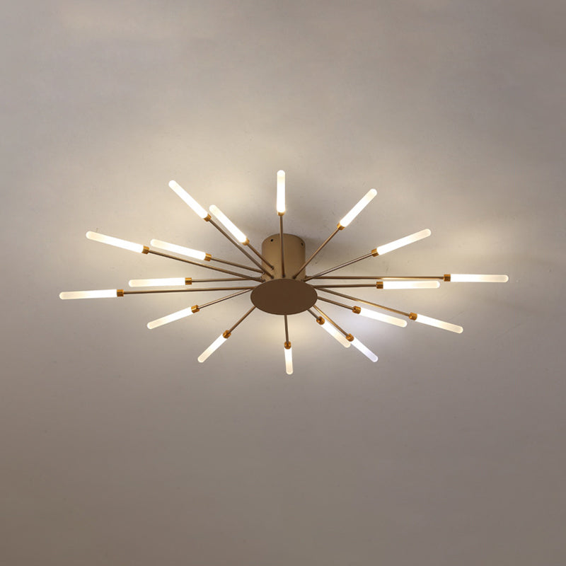 Modern taklampa i svart/guld burst - 12/18/28 LED-lampor semi flush montering för sovrum