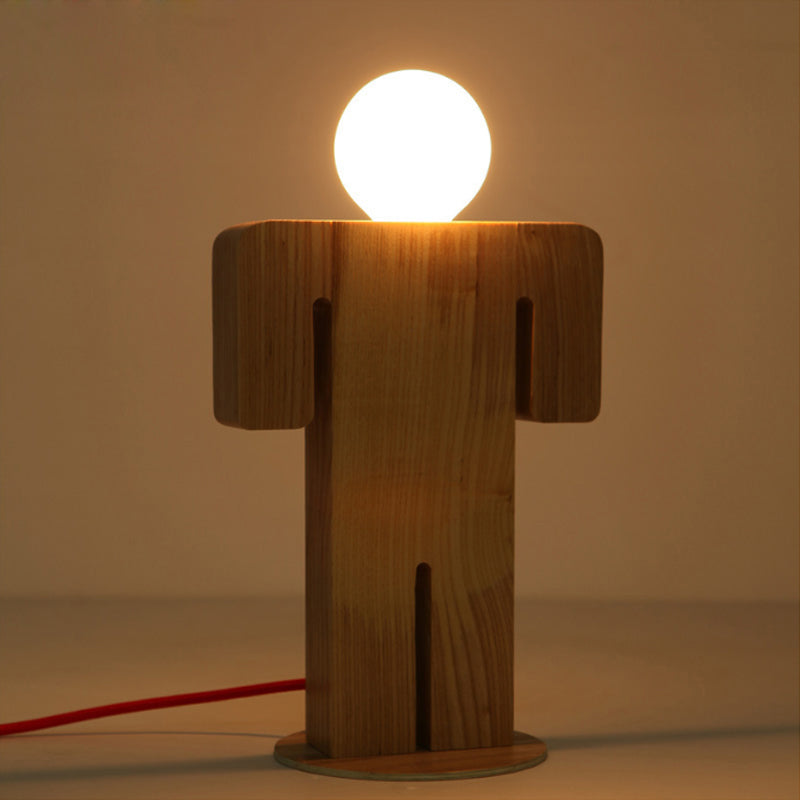 WoodKid - Trä Barns Skrivbordslampa med Modern Plug-in