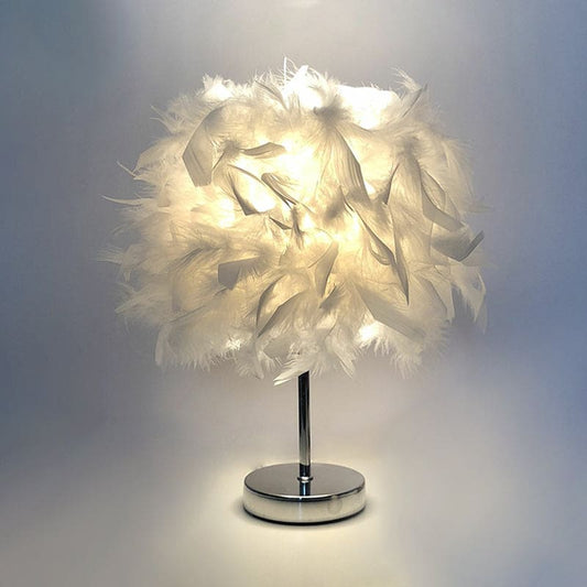 GlowFeather - Vidd och rund bordslampa
