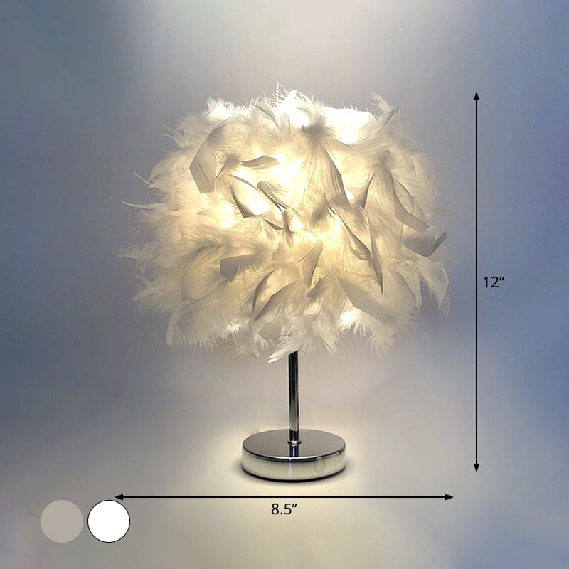 GlowFeather - Vidd och rund bordslampa