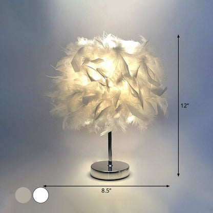 GlowFeather - Vidd och rund bordslampa