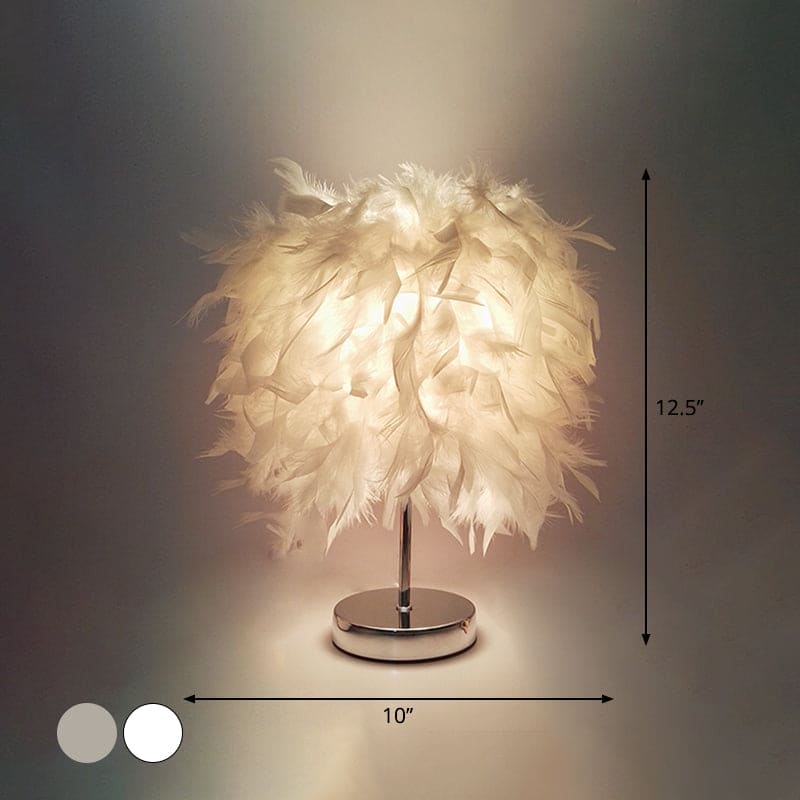 GlowFeather - Vidd och rund bordslampa