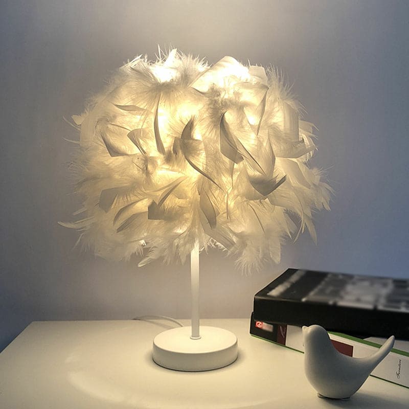 GlowFeather - Vidd och rund bordslampa