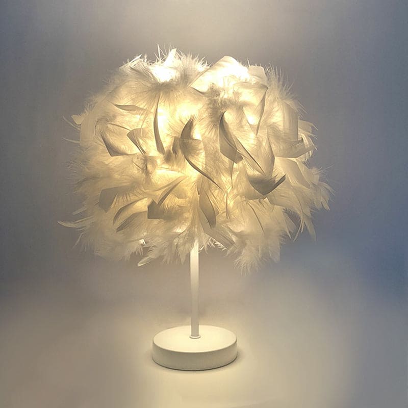 GlowFeather - Vidd och rund bordslampa