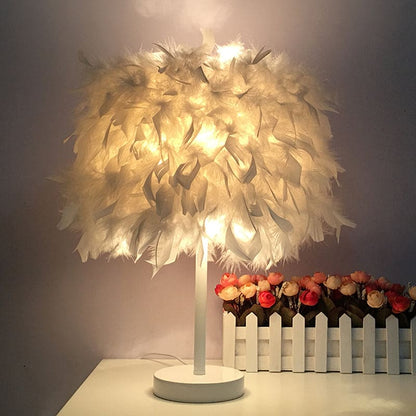 GlowFeather - Vidd och rund bordslampa