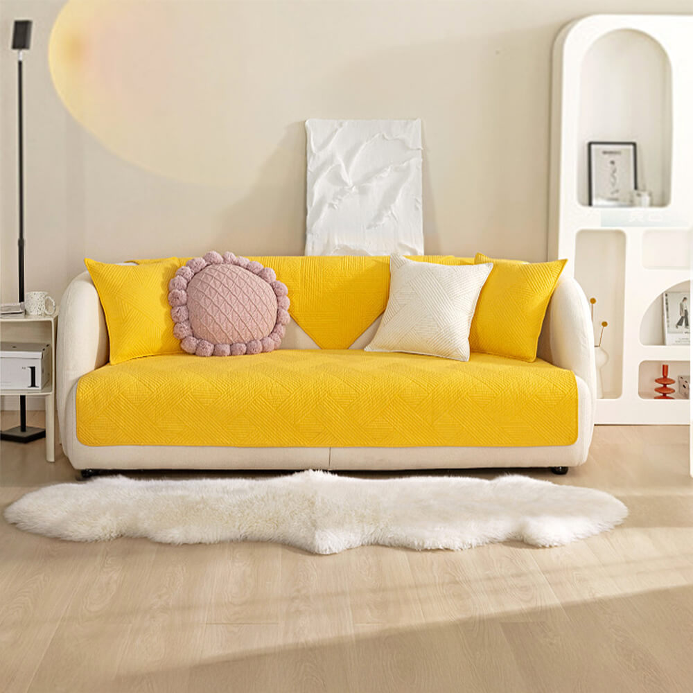 Minimalist All-Season Solid Cotton Geometric Sofföverdrag