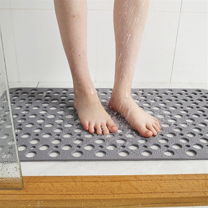 Anti-Slip Duschmatta | Rektangulär PVC Bad Säkerhetsmatta med Avloppshål för Badrum | Brick by Brick