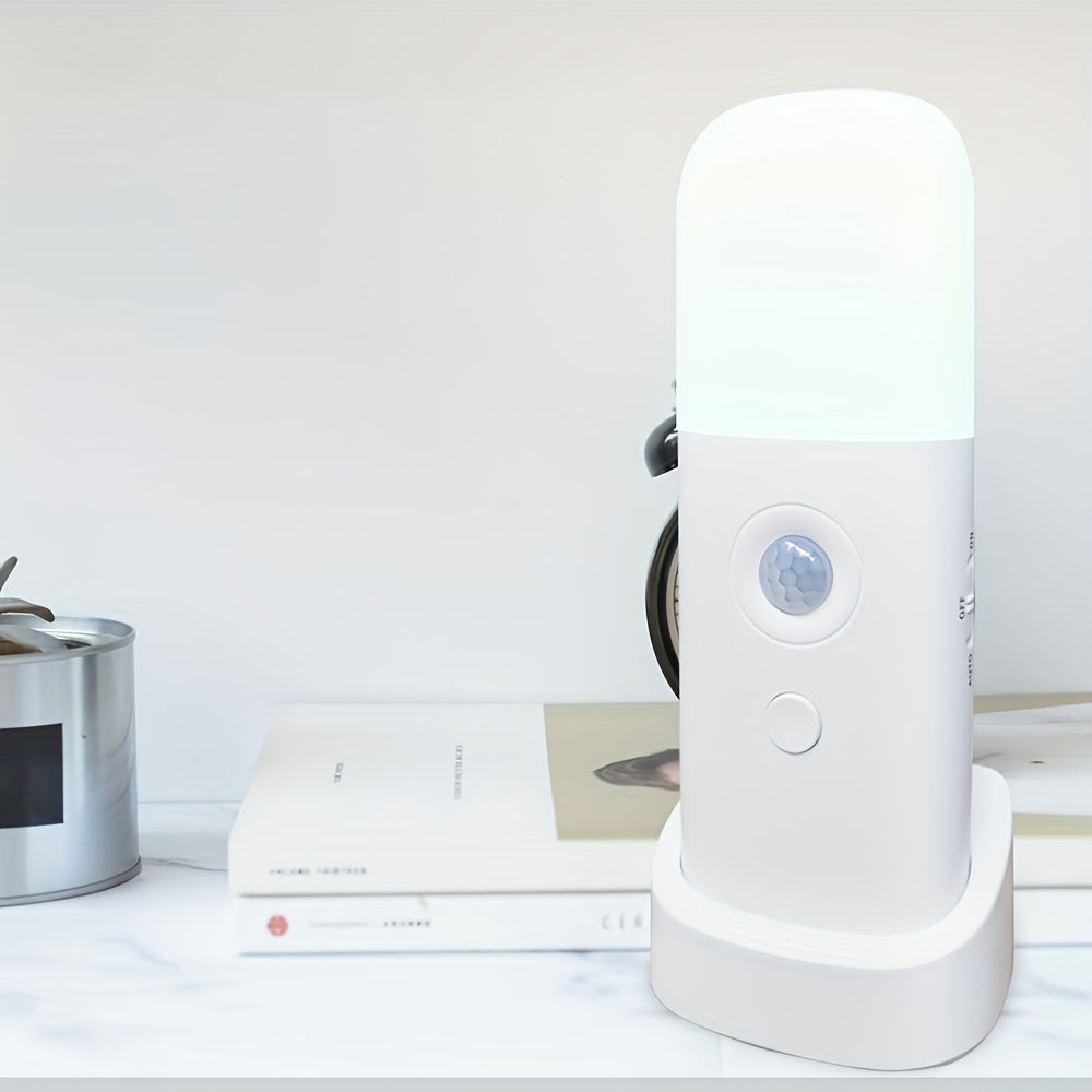 LED Nattlampa med Rörelsesensor – USB-Uppladdningsbar och Justerbar Ljusstyrka för Sovrum och Korridorer