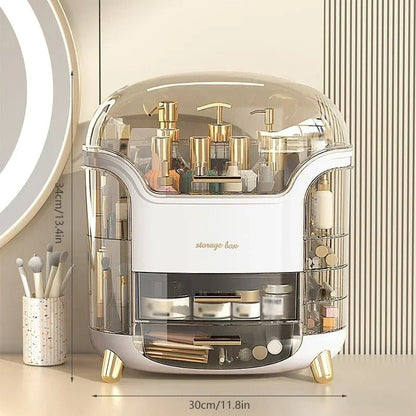 Transparent Desktop Makeup Organizer – Stort kapacitet dammavvisande smycke- och kosmetikaförvaringslåda