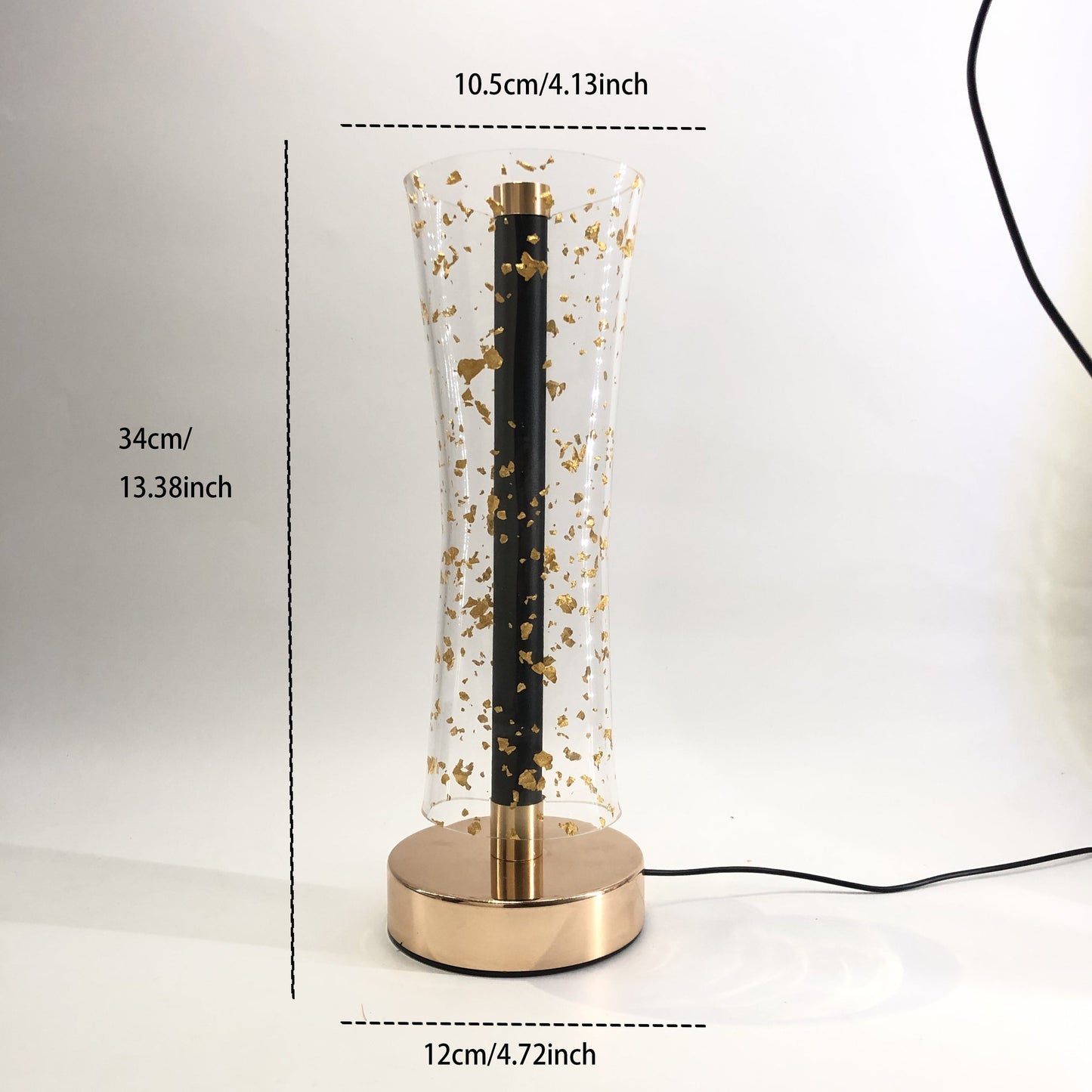 LumiAcryl - Modern Akryl Bordslampa med Guldfolie och 3-Färgers Dimbar Belysning, USB-Drevna