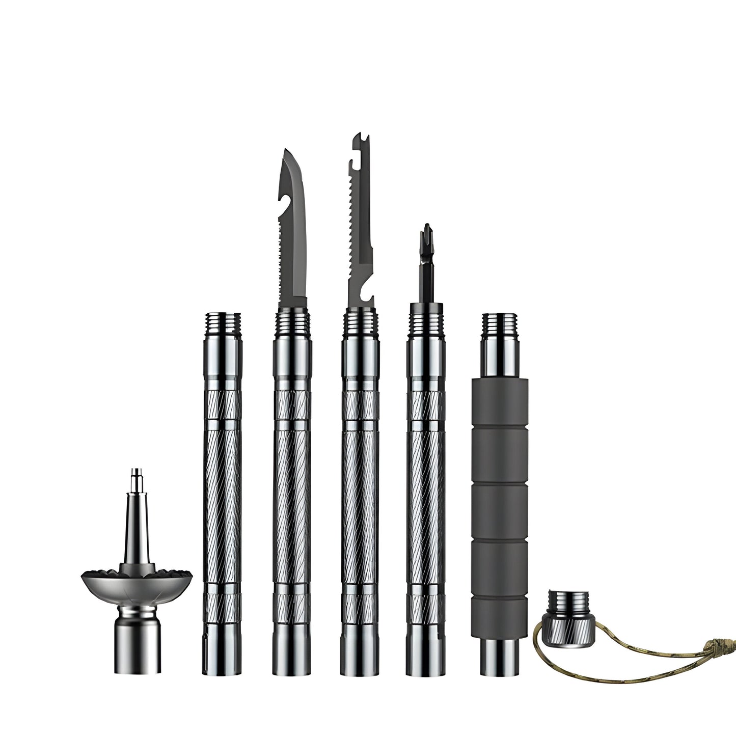 Carvallo TrekVario | Fällbar & Höjdjusterbar | Ultralätt av aluminium | 106–130 cm | Inkl. Terrängtillbehör