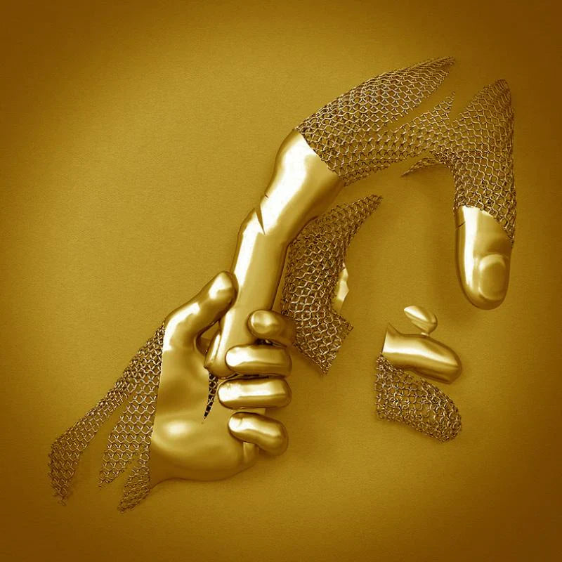 Kärleks-Canvas med Elegant Metallfigur i Modernt Design