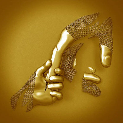 Kärleks-Canvas med Elegant Metallfigur i Modernt Design