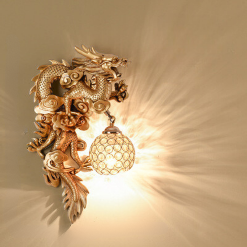 LuxeFlame - Draken Phoenix Vägglampa | Mystisk LED Belysning