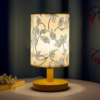 ZenGlow - Dekorativ Japansk Bordslampa med Träbas - Stämningsbelysning