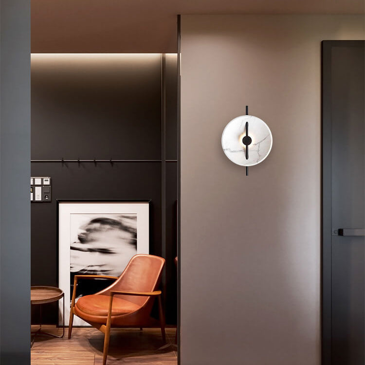 SOLARGARDEN Ronde LED-vägglampa i konstharp och marmor