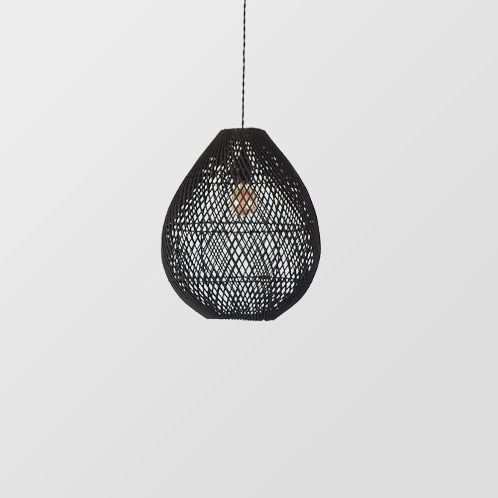 Boho Rattan Handvävd Svart Taklampa