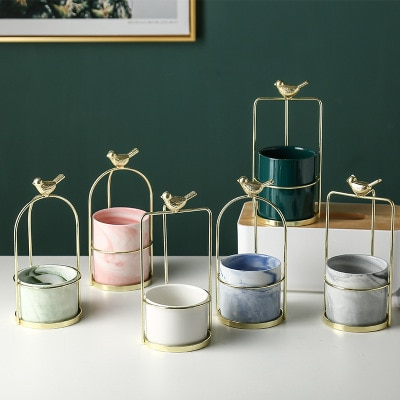 Blomkrukor med fågel-design för stilfull dekoration