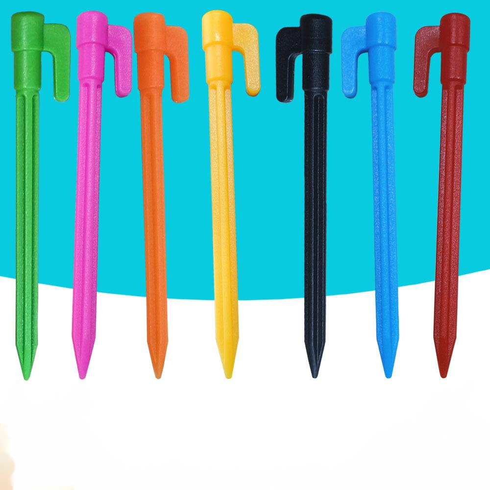 Plastplast tältspikar med krokar – Camping jordspikar för presenningar och tarp