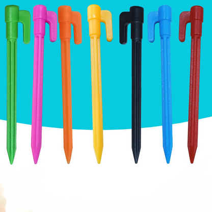 Plastplast tältspikar med krokar – Camping jordspikar för presenningar och tarp