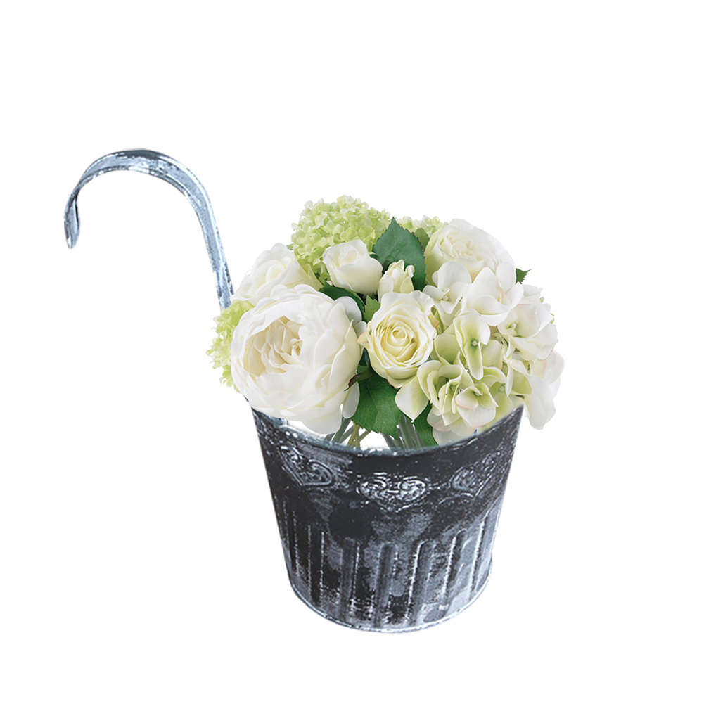 Hängande metallblomkruka i vintage design – Dekorativ blomkruka för inomhus- och utomhusbruk