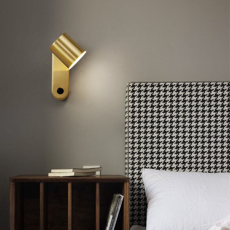 Modern minimalistisk cylindrisk LED-vägglampa med koppar