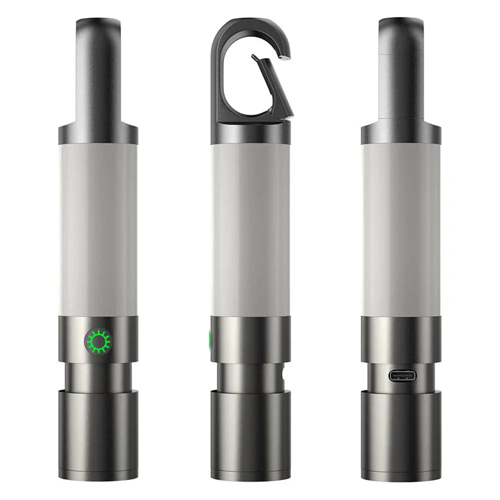 LED-ficklampa med flerfärgade filter – uppladdningsbar USB-C-lampa med camping- och nödbelysningsfunktion