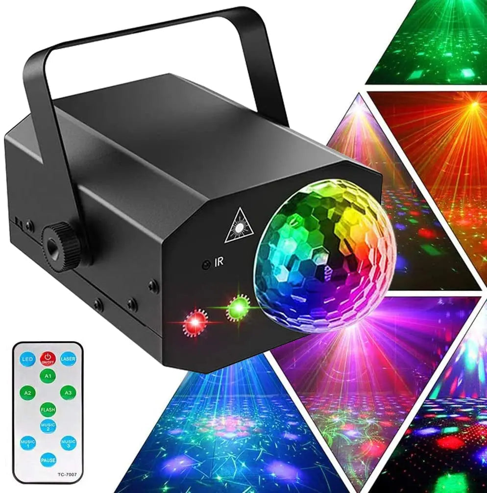 2-i-1 Laser Disco Ljus – Ljudaktiverad Stroboskop med Fjärrkontroll