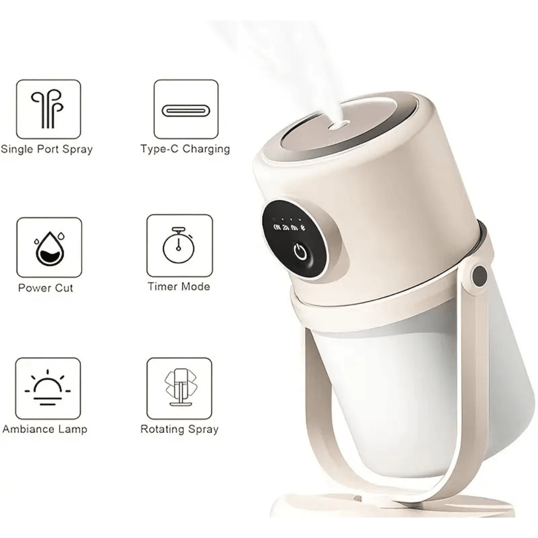 Carvallo USB Luftfuktare | Tyst & Kompakt | Med LED-stämningsljus | För sovrum, kontor & resor