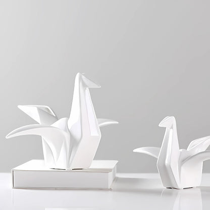 Origami-inspired keramik fågelstaty