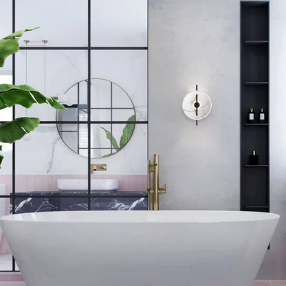 SOLARGARDEN Ronde LED-vägglampa i konstharp och marmor