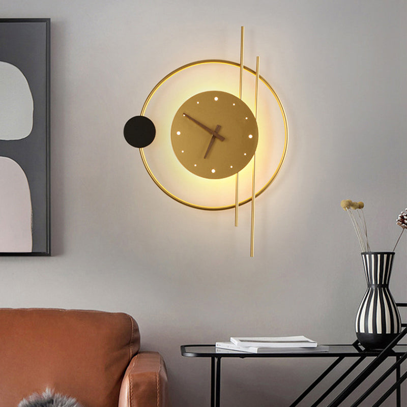Nielsen Modern LED Vägglampa Inomhus Klocka Svart Barnrum Metall