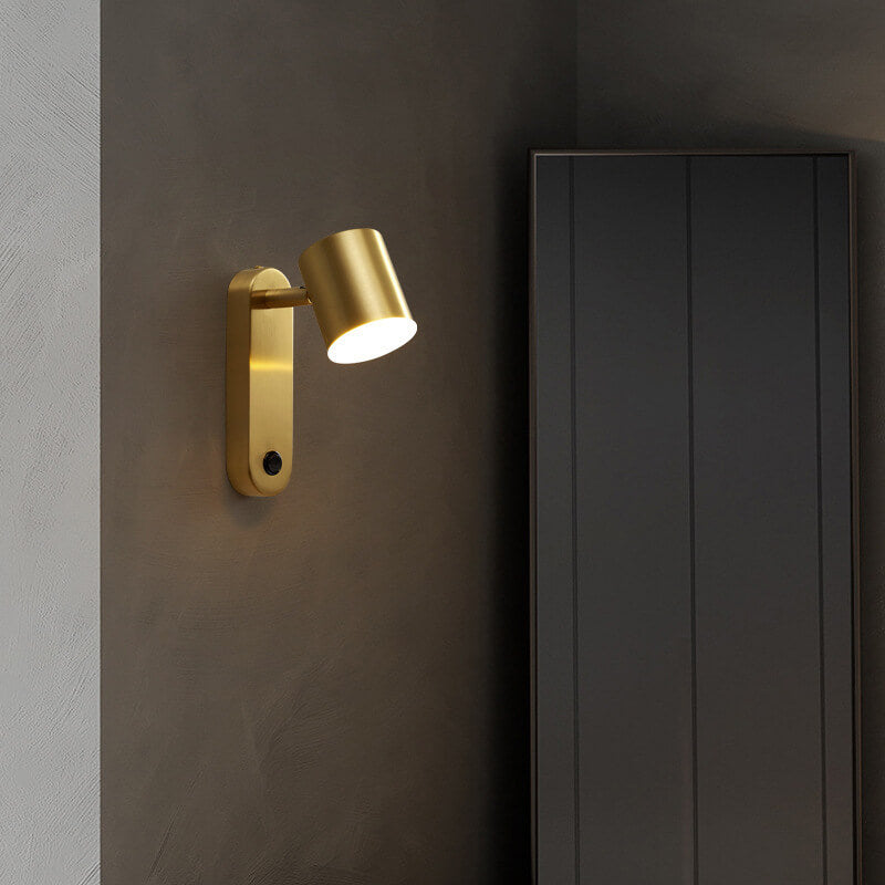 Modern minimalistisk cylindrisk LED-vägglampa med koppar