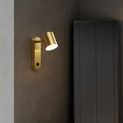 Modern minimalistisk cylindrisk LED-vägglampa med koppar