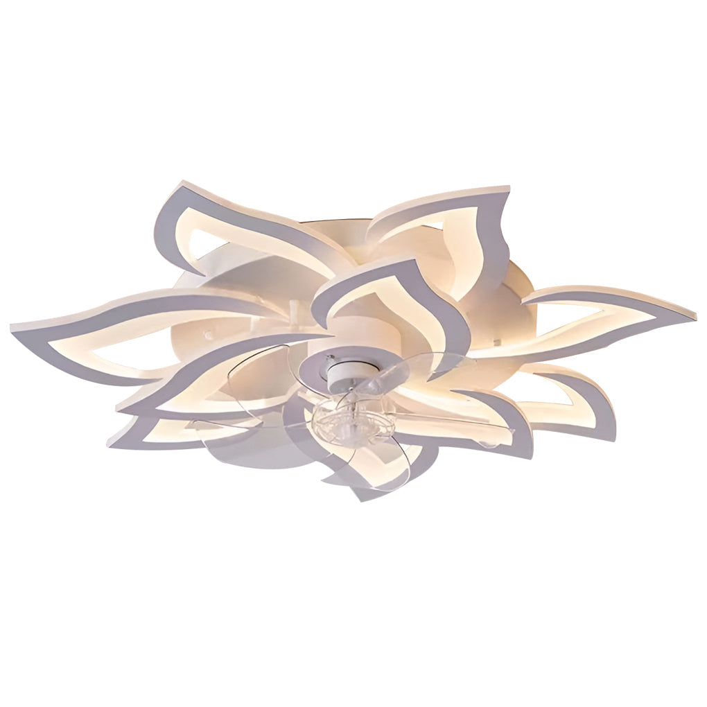 Takfläktlampa med blommig LED-design